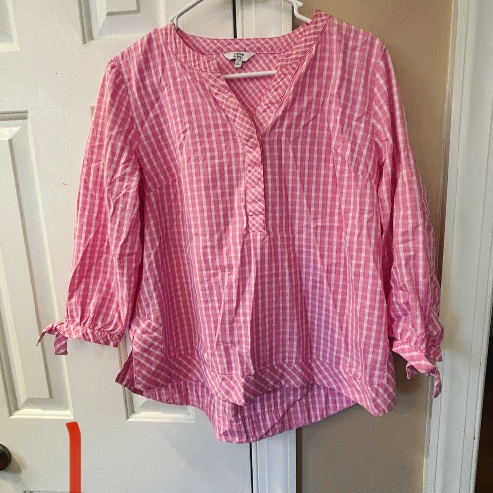 crown & ivy Pink Striped Women's Top